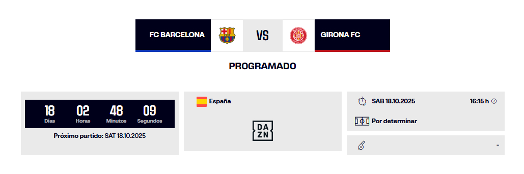 La Liga website says venue for FC Barcelona vs Girona FC game has not yet been determined