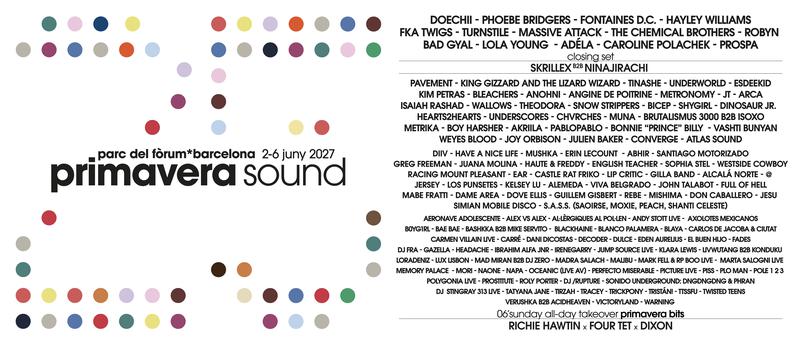 Primavera Sound 2027 lineup poster