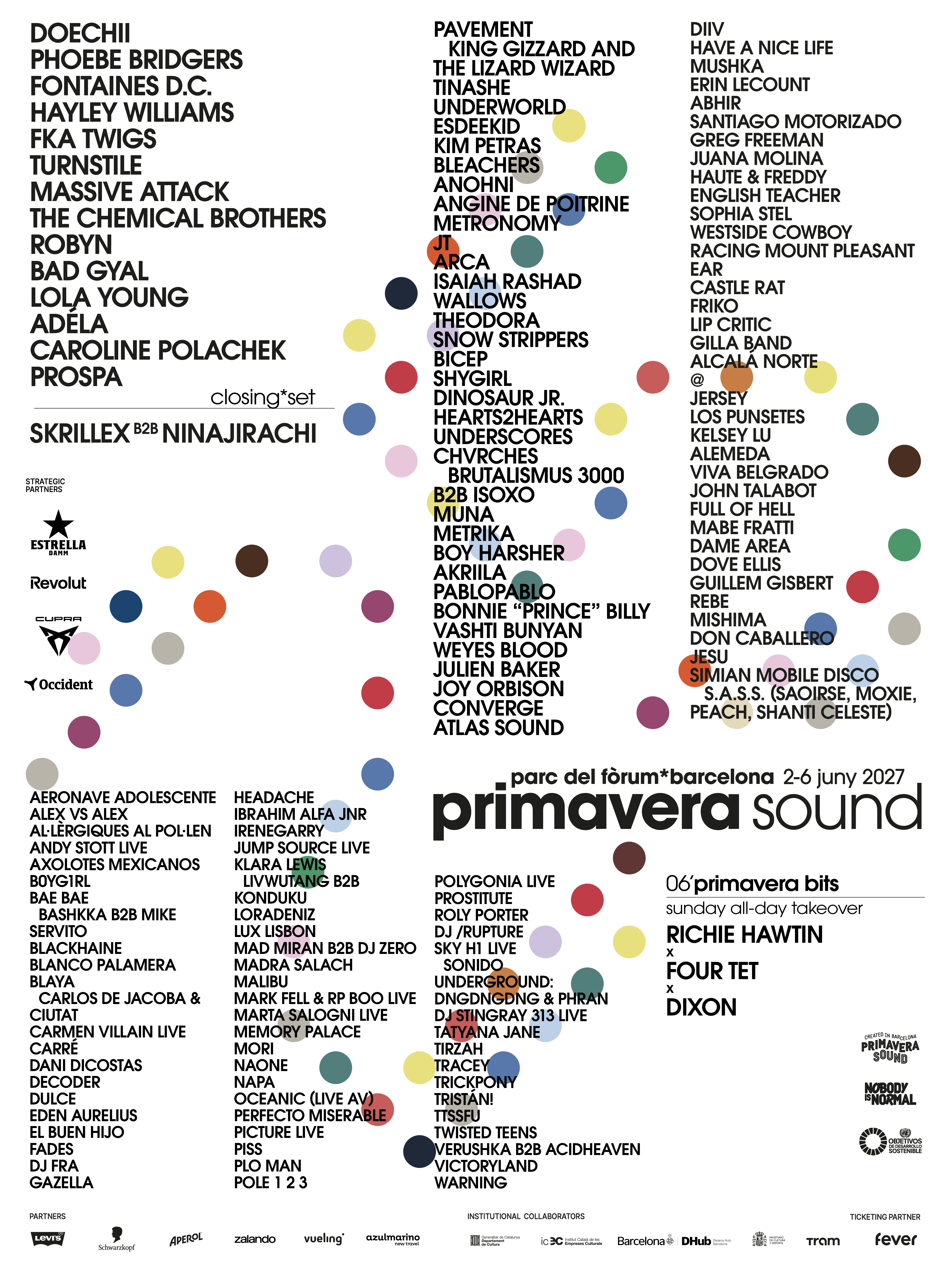 Primavera Sound 2027 lineup poster
