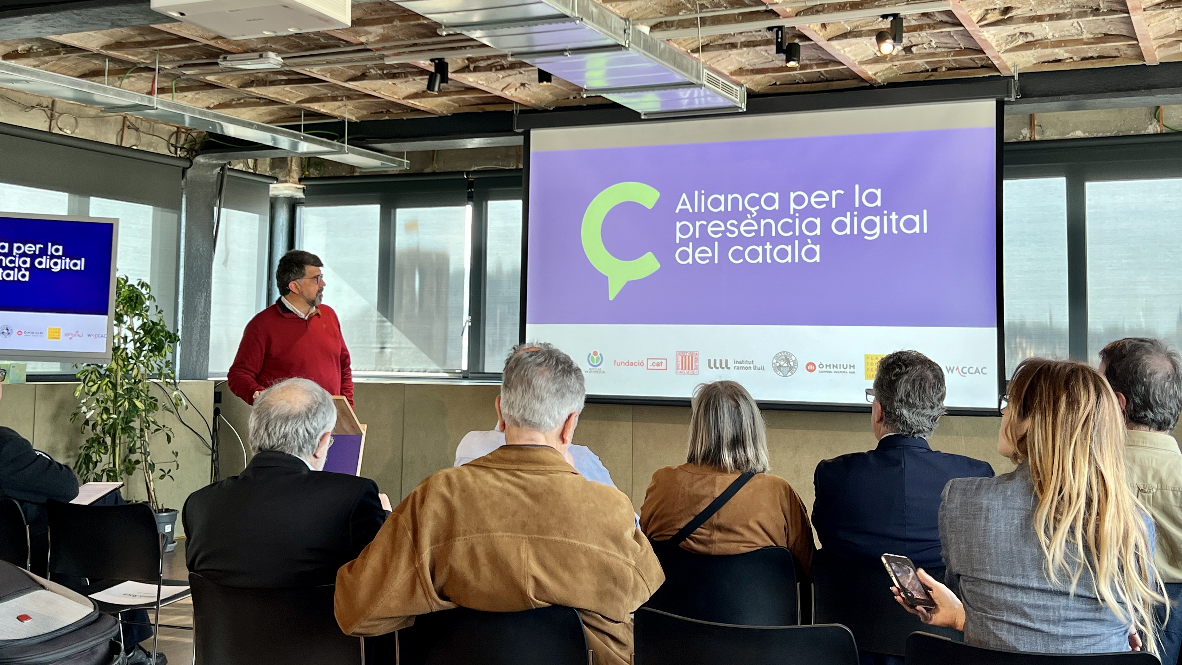 Genís Roca, president of Fundació.cat foundation, during the presentation of the 'Aliança per la presència digital del català' alliance in Barcelona on March 21, 2023