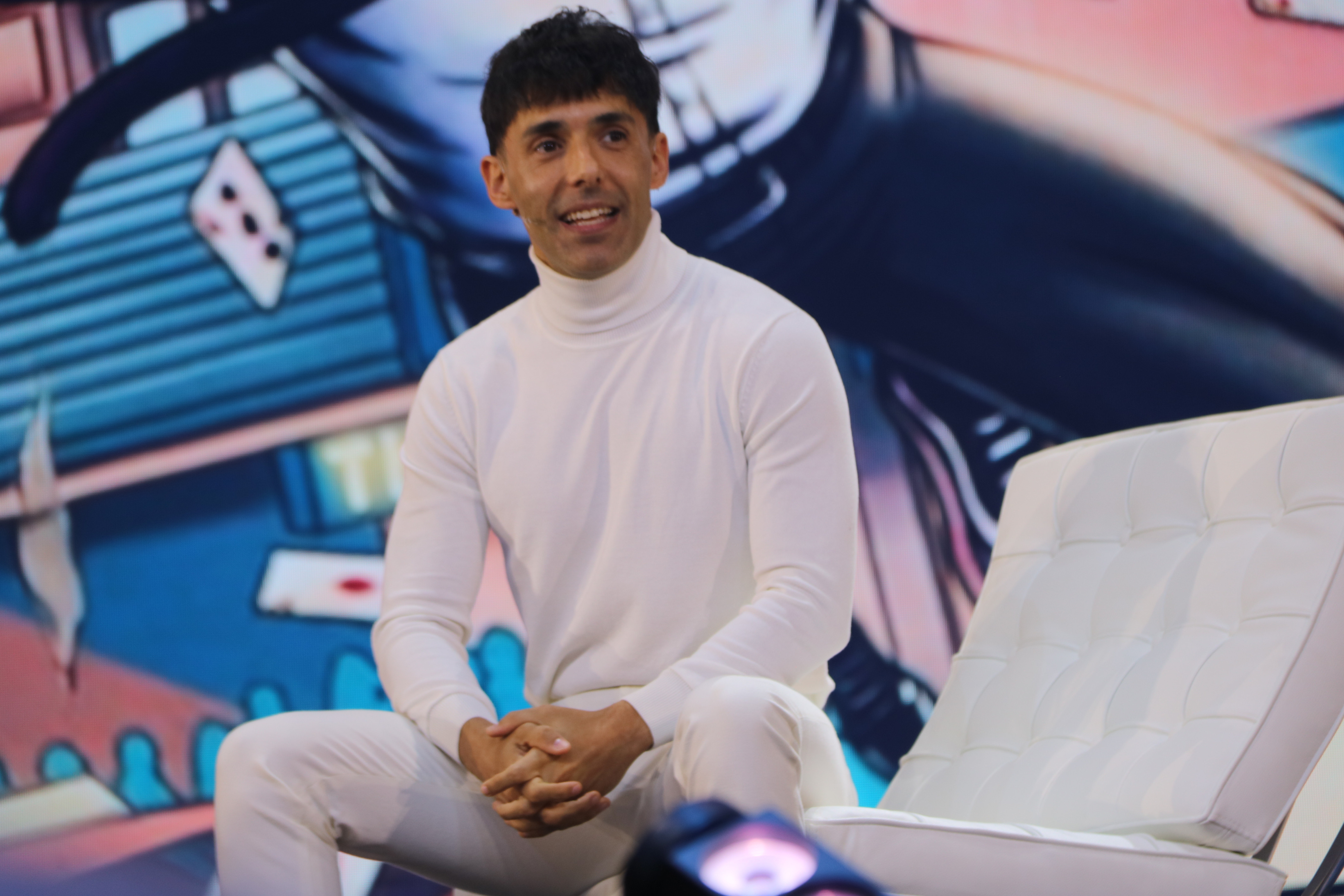 Antonio Díaz, also known as Mago Pop, during a press conference in Barcelona