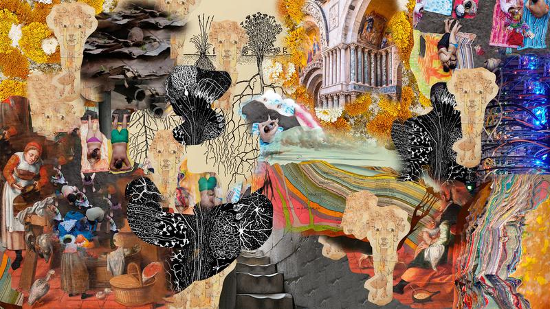 Collage image as part of the World Congress of Architecture in Barcelona, Becoming: Architectures for a Planet in Transition