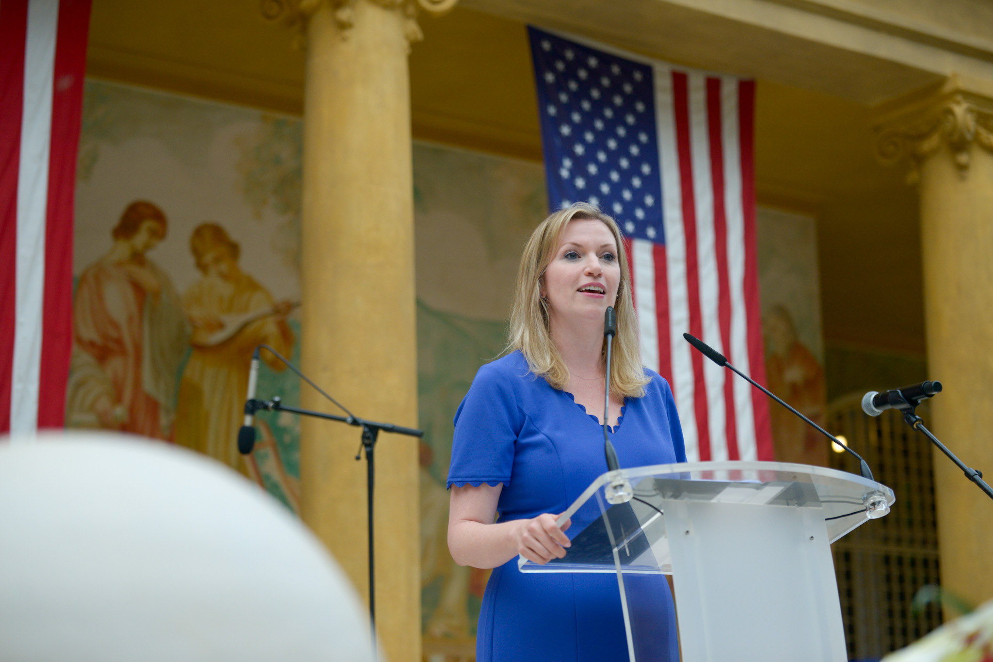 US Consul General in Barcelona Katie Stana during a speech on June 26, 2024