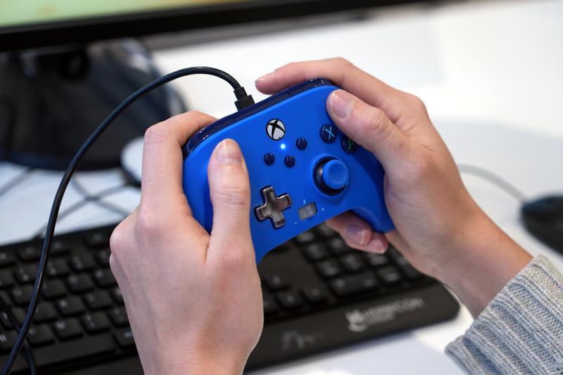 A person playing a video game