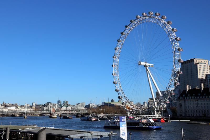 London Eye, in the southern bank of Thames river, in London