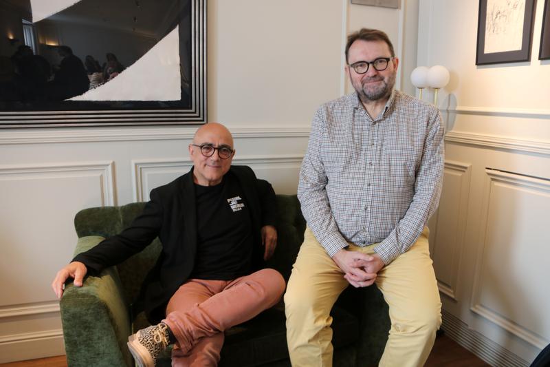 The artistic director of the Barcelona International Jazz Festival, Joan Anton Cararach, with saxophonist, double bassist and educator Joan Chamorro