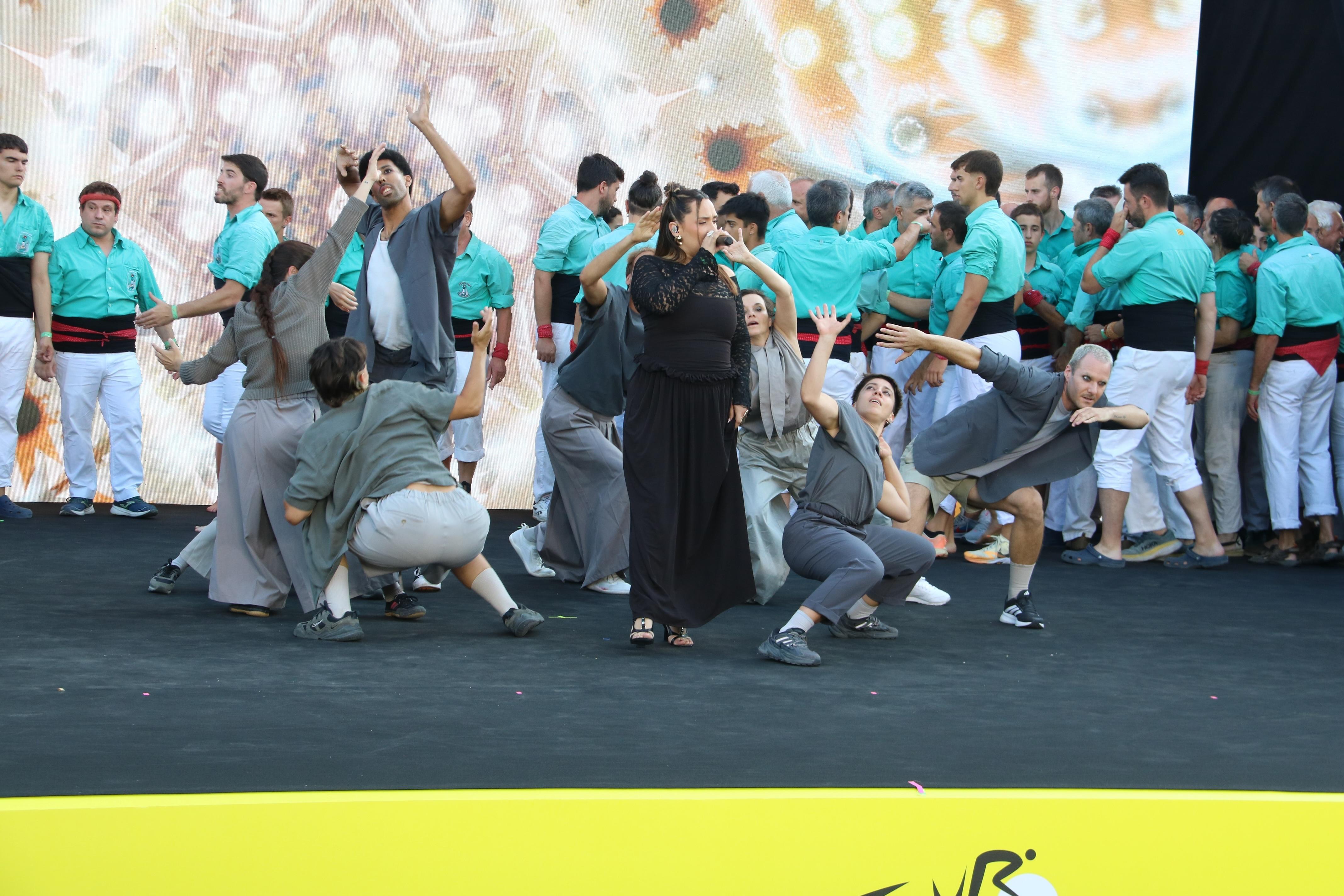 A moment from the presentation show of the teams participating in the Tour de France in Barcelona