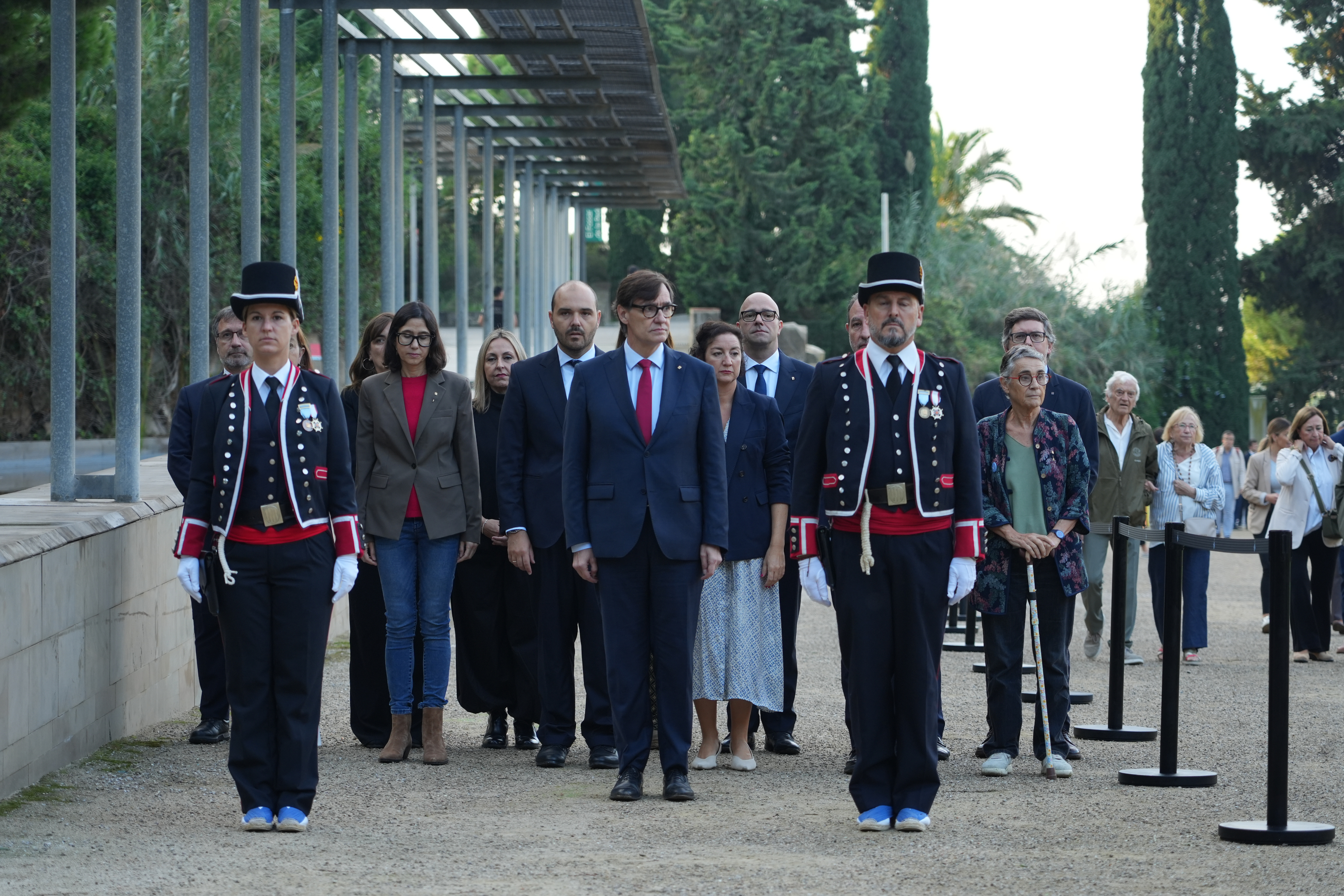 Catalan President Salvador Illa and members of the government pay tribute to former president Lluís Companys, executed by Franco's regime, at Montjuïc Cemetery