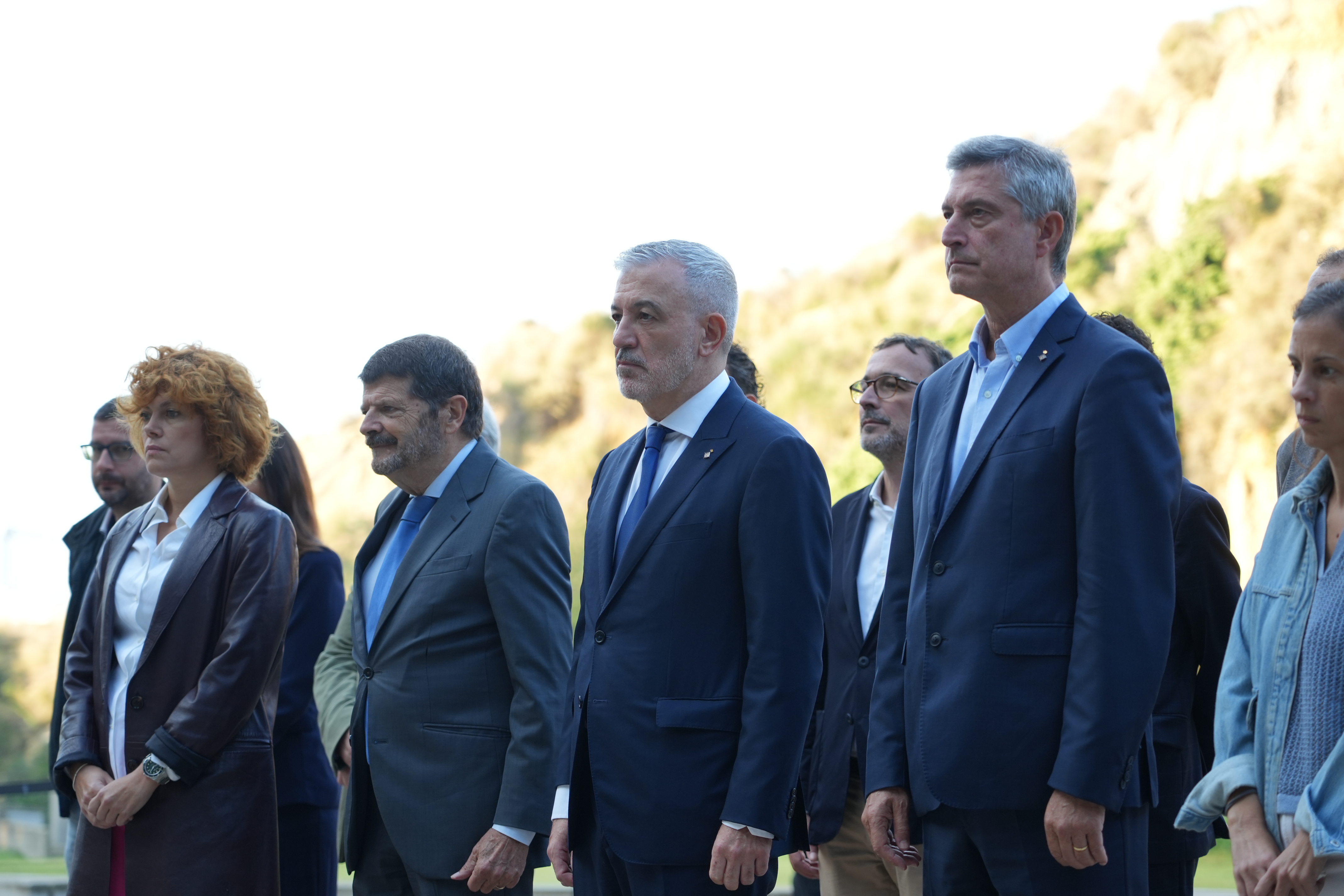 Barcelona Mayor Jaume Collboni and city council members lay flowers at the grave of Lluís Companys, the Catalan president executed by Franco's regime, at Montjuïc Cemetery