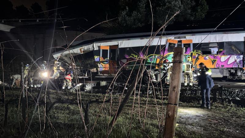 Image of the crashed train in Gelida