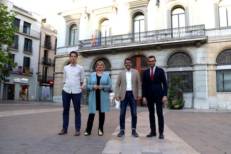 Candidates for mayor of Igualada in the 2023 local elections, Pau Ortínez (CUP), Alba Vergés (ERC), Marc Castells (Junts per Igualada) and Jordi Cuadras (Igualada Som-hi)