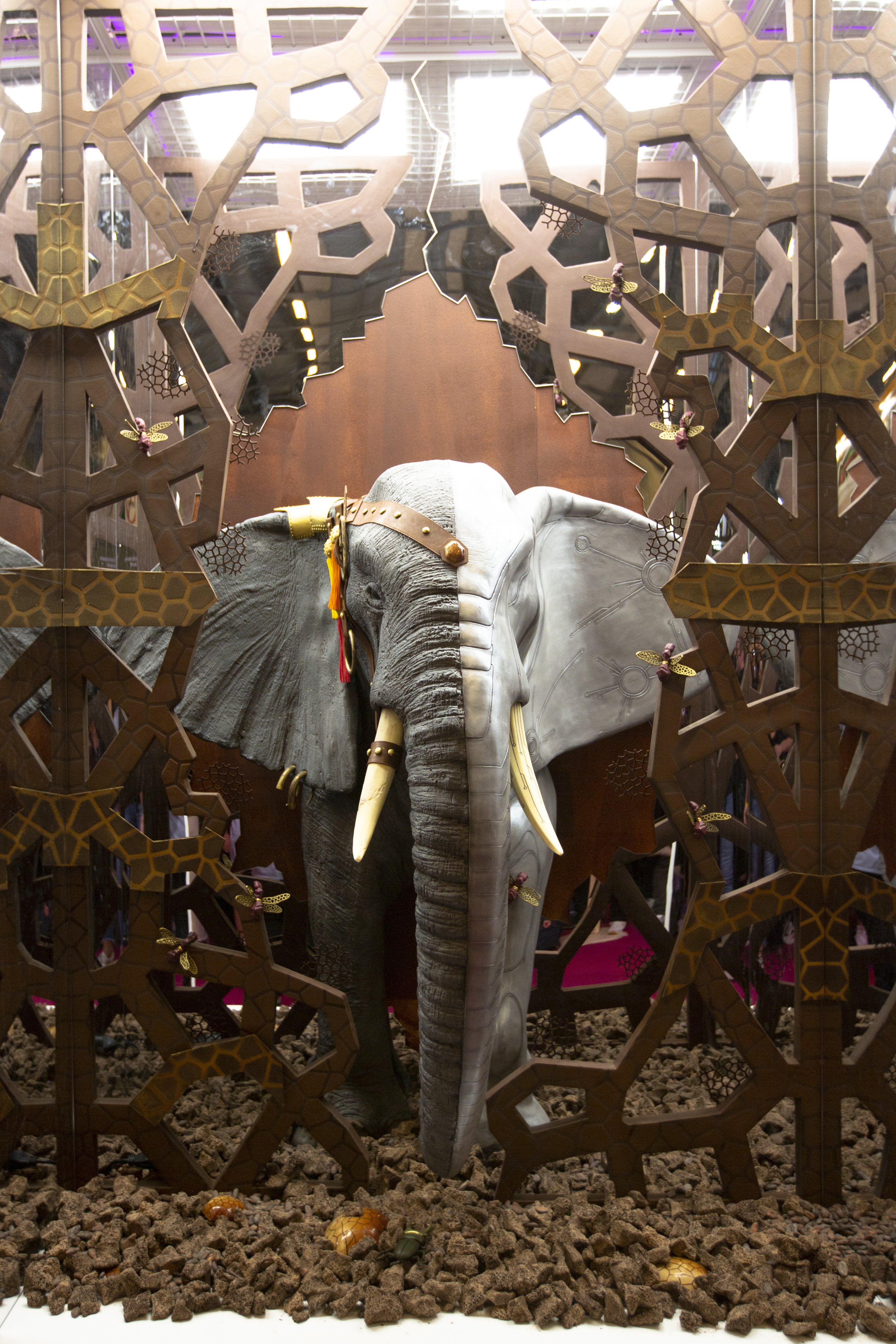 A 200kg, 3-meter tall elephant made of chocolate was one of Crusellas' assignments during the World Chocolate Masters competition