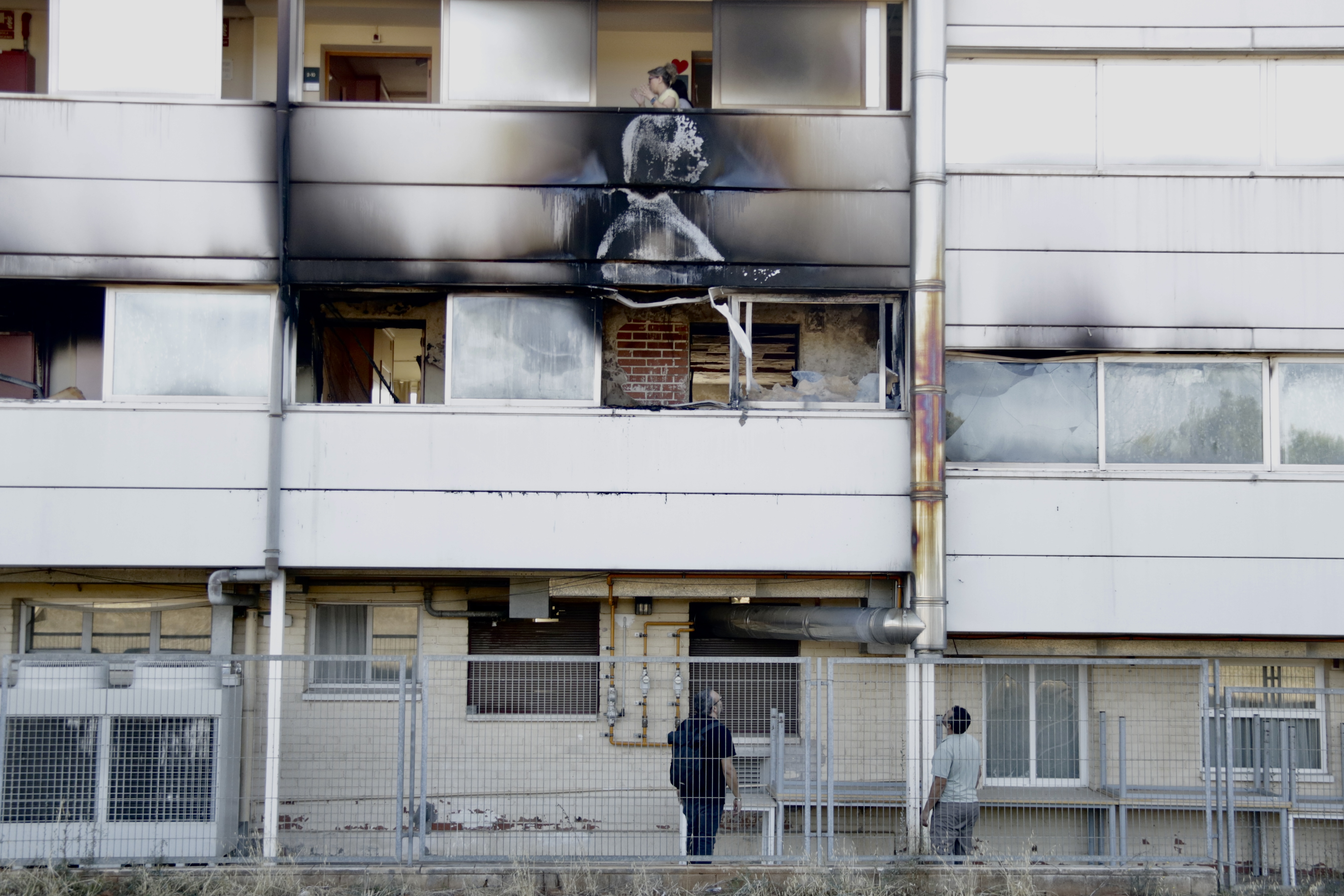 An inspection of the are where the fire broke out
