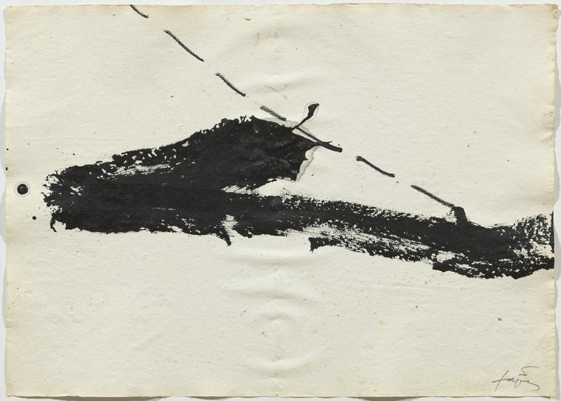 Antoni Tàpies: Brush Stroke-Landscape, 1979, Paint and wax crayon on wrapping paper, 36 x 51 cm, Private Collection