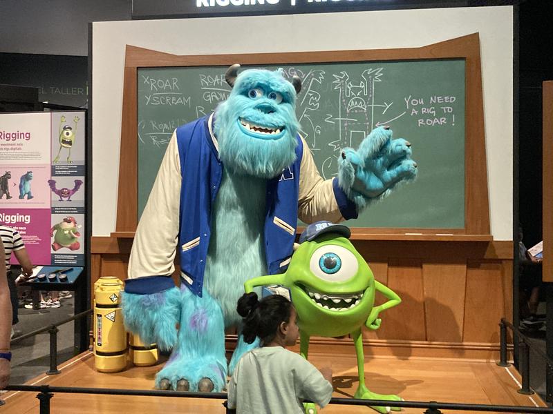 Lifesized Sully and Mike (Monsters, Inc.) depicting the Rigging stage of animation
