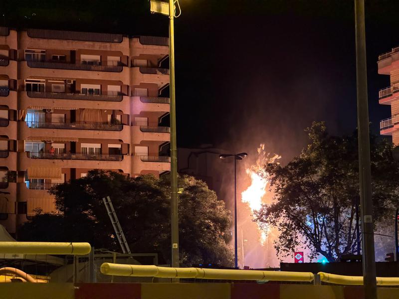 Fire following the gas explosion at the Plaça de Sants metro in Barcelona