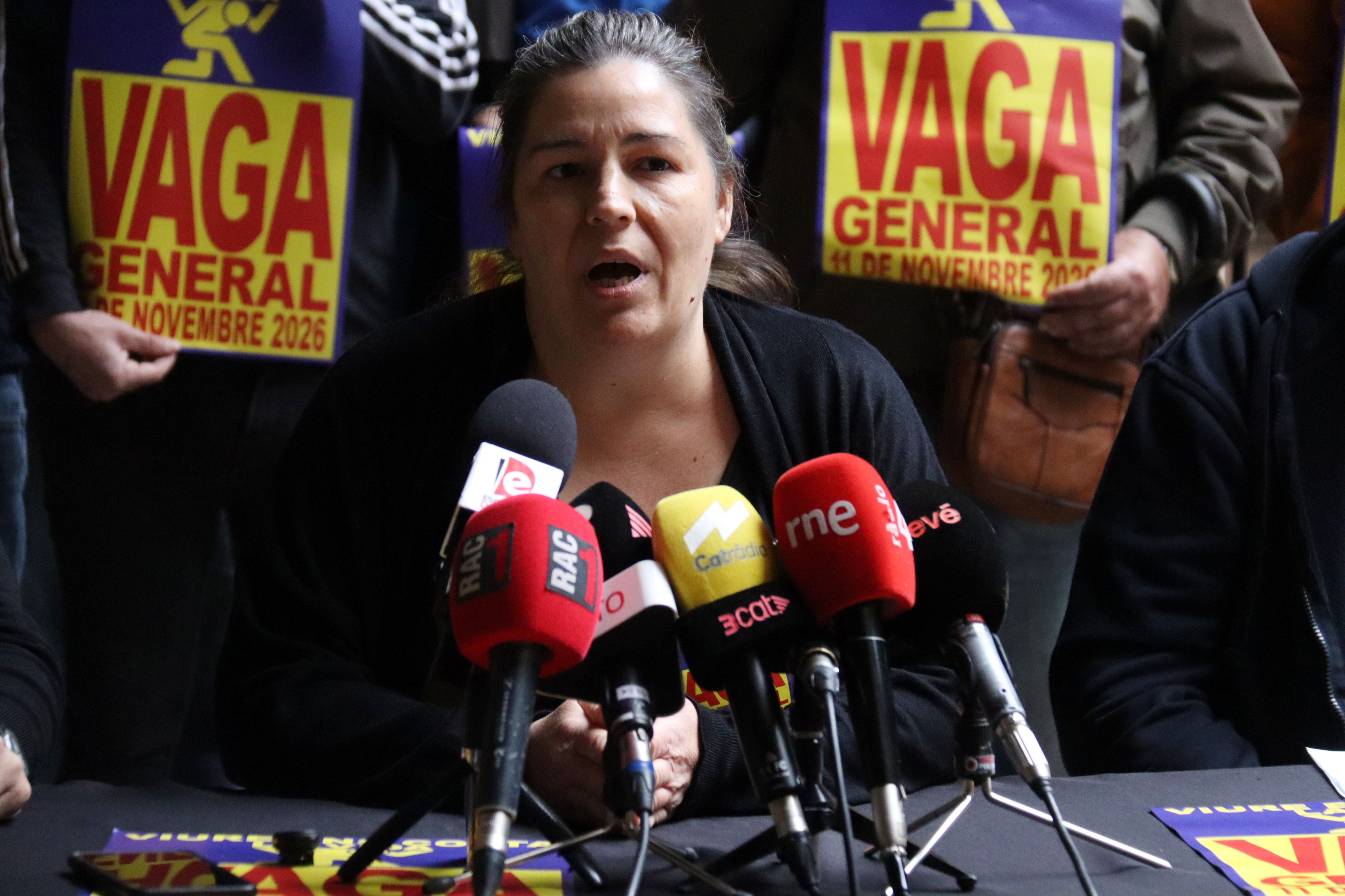 Montse Sánchez, secretary-general of the CGT union and spokesperson for the Catalan Trade Union Roundtable