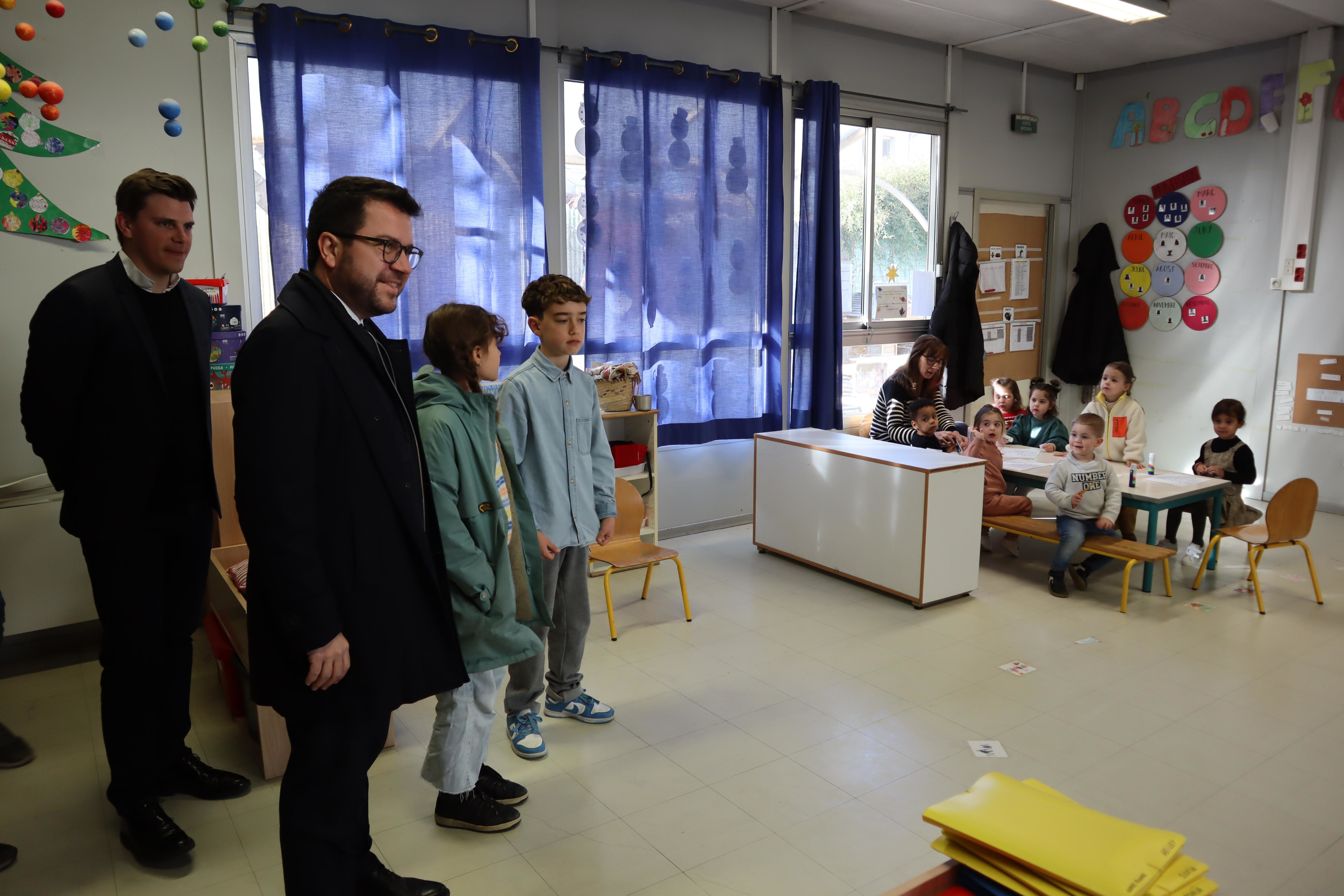 L'expresident de la Generalitat Pere Aragonès visitant La Bressola de Sant Galdric, a Perpinyà