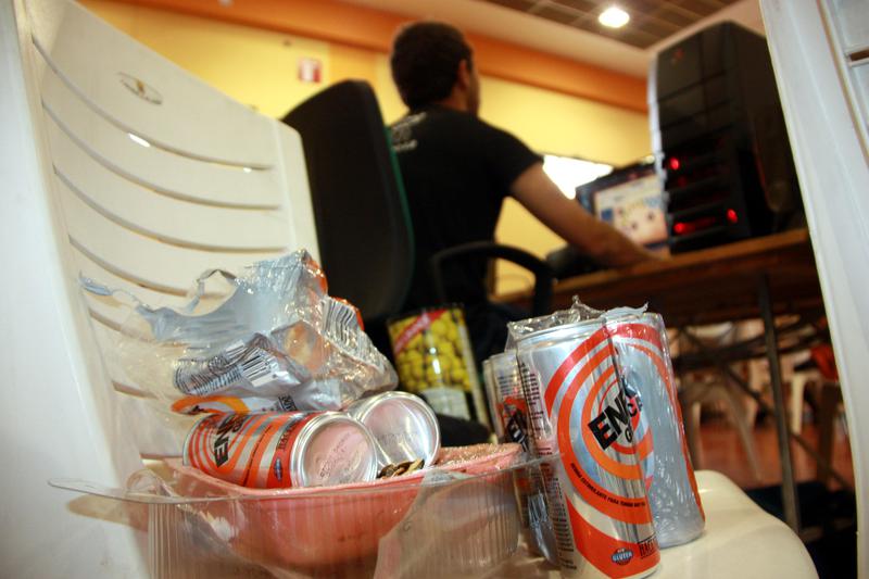 Some empty energy drinks