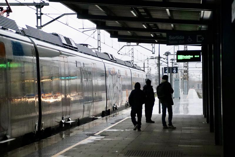 Heavy rain in Granollers Centre train station