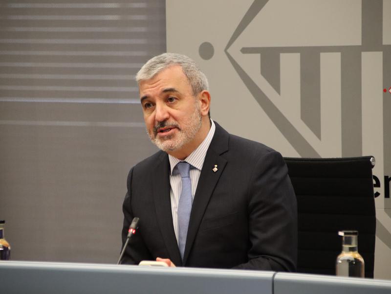 Barcelona deputy mayor Jaume Collboni in a December 2022 press conference