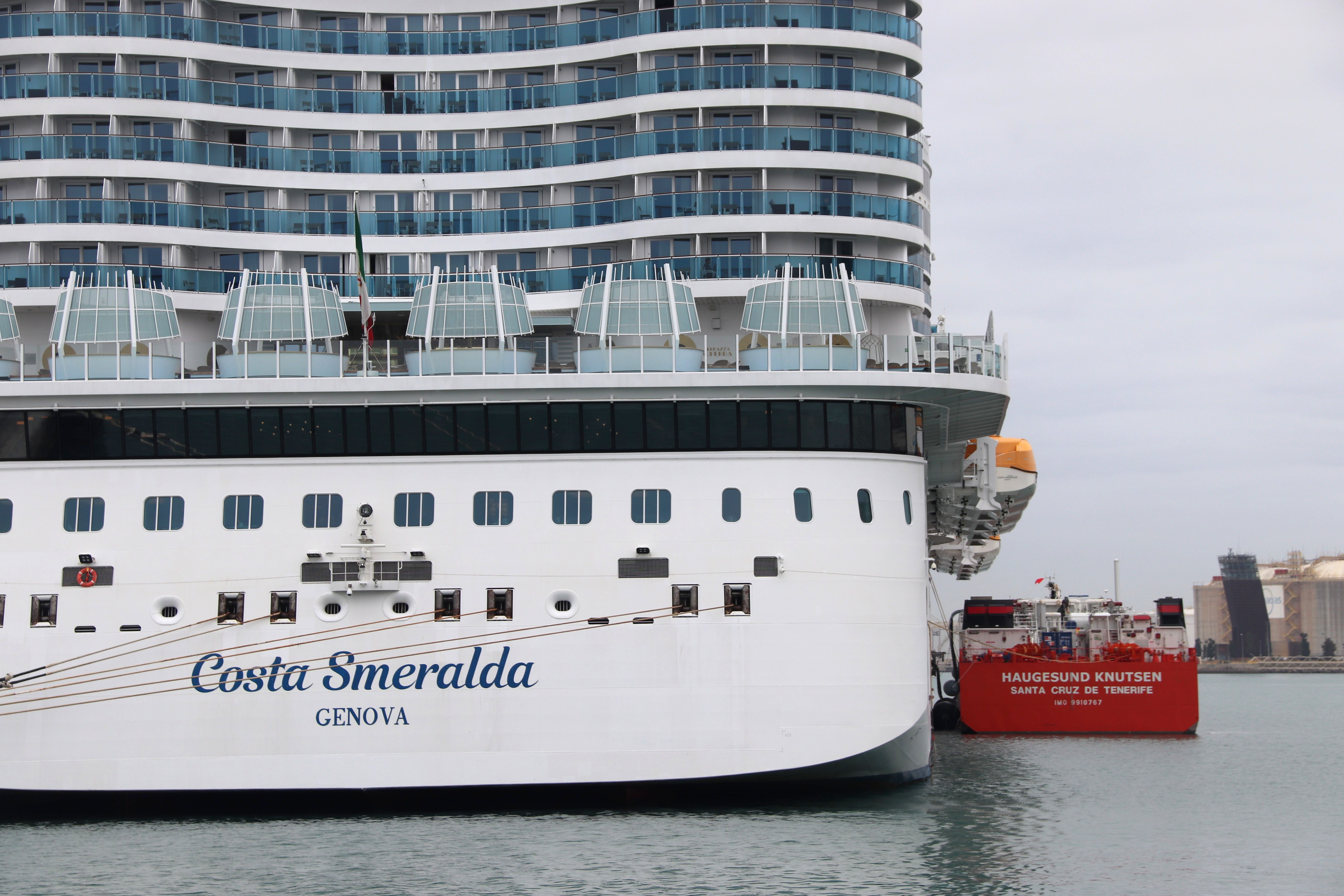 A cruise ship in Barcelona using natural liquified gas (NLG) dock in the port