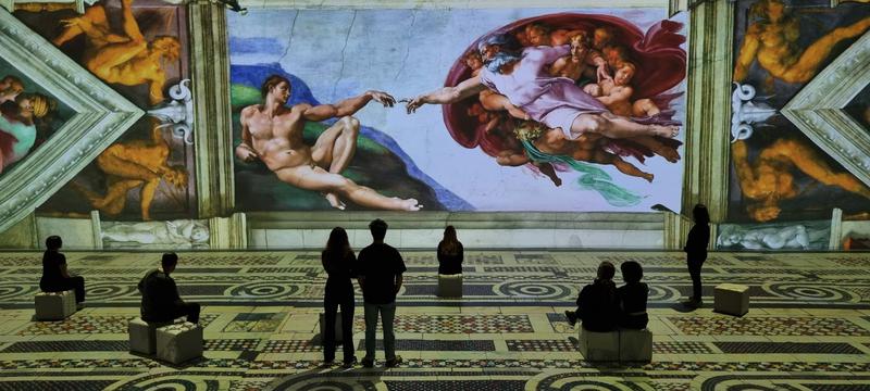 A scene from IDEAL's exhibition Leonardo versus Michelangelo