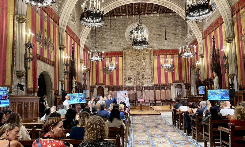 Barcelona's city hall 'Consell de Cent' hall during Barcelona International Community Day presentation on October 5, 2022