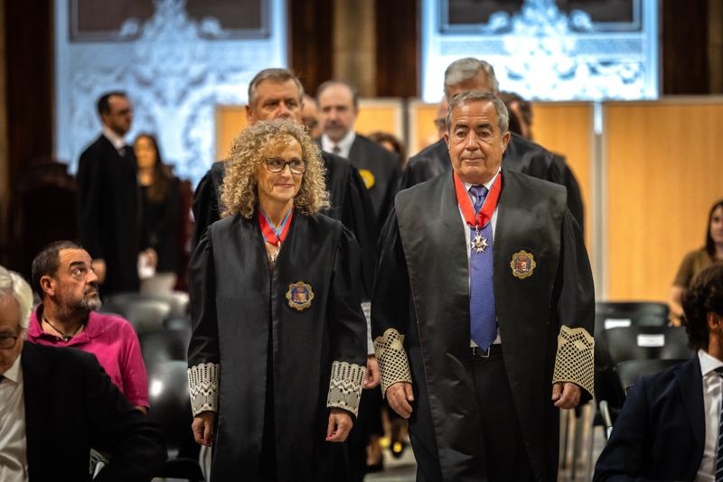 Mercè Caso, President of the Catalan High Court of Catalonia, and Francisco Bañeres, Superior Prosecutor of Catalonia, at the start of the judicial year opening ceremony