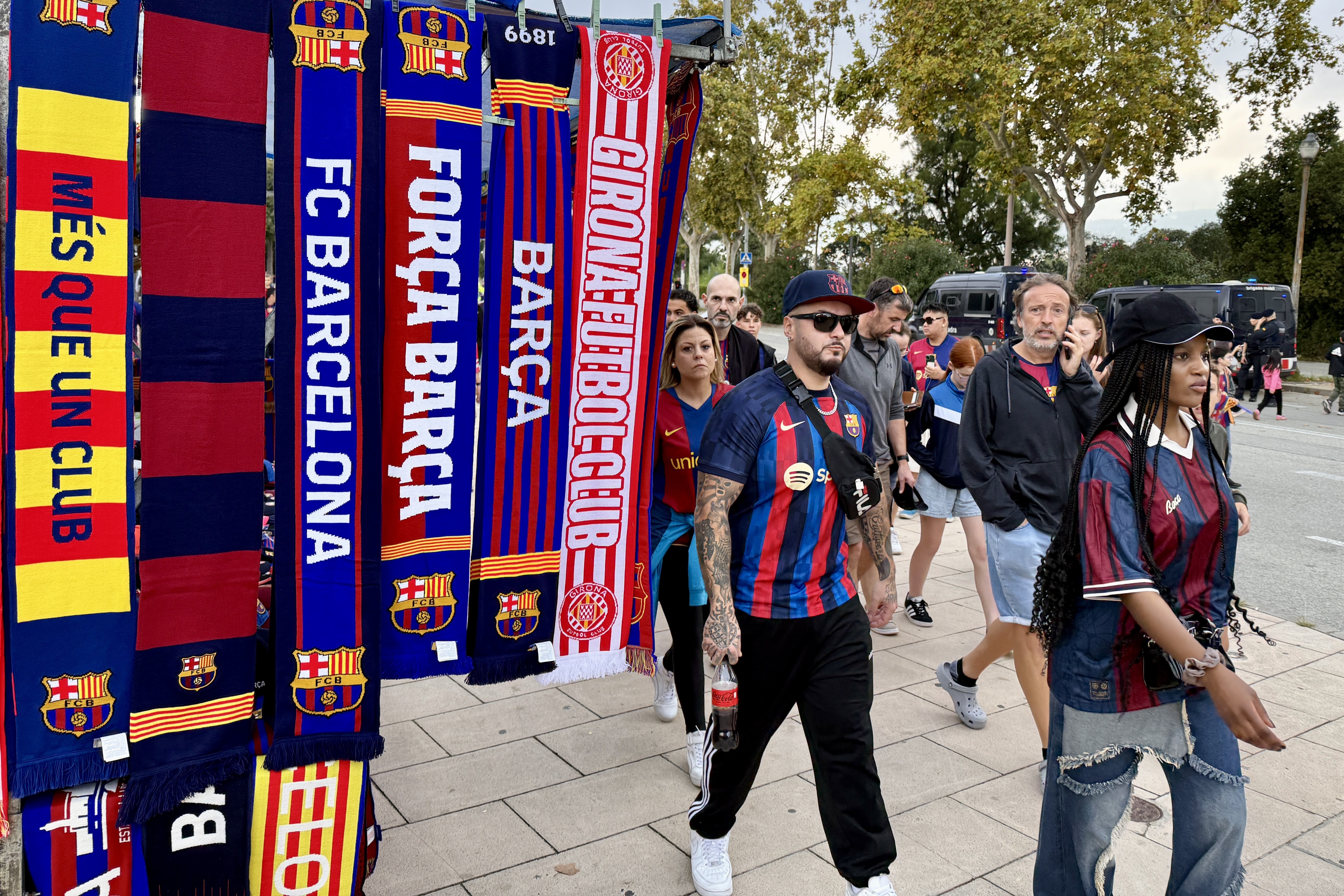 Merchandise of FC Barcelona and Girona FC ahead of the Catalan derby played on October 18, 2025 at the Olympic Stadium