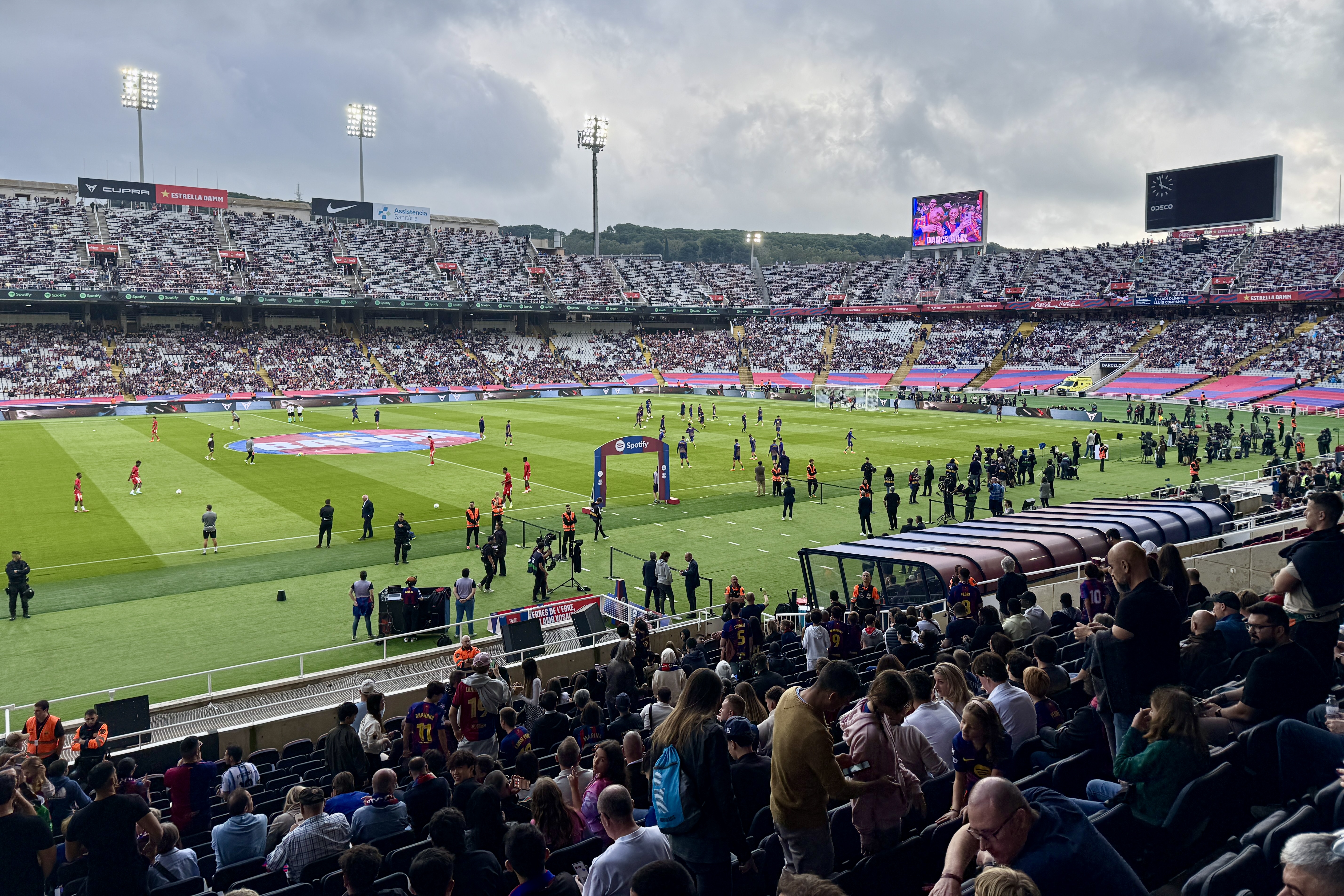 Barcelona's Olympic Stadium during a game between FC Barcelona and Girona FC on October 18, 2025