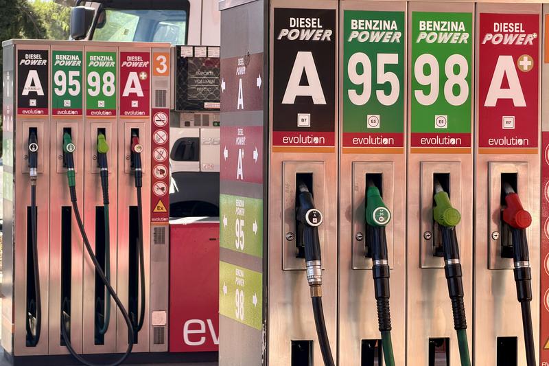 Fuel pumps at a gas station