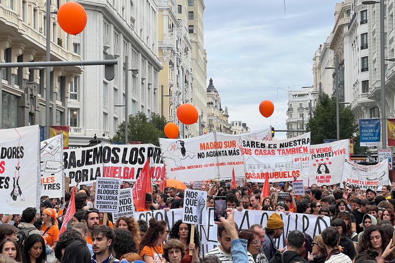 Protests for housing rights in Madrid on Sunday.