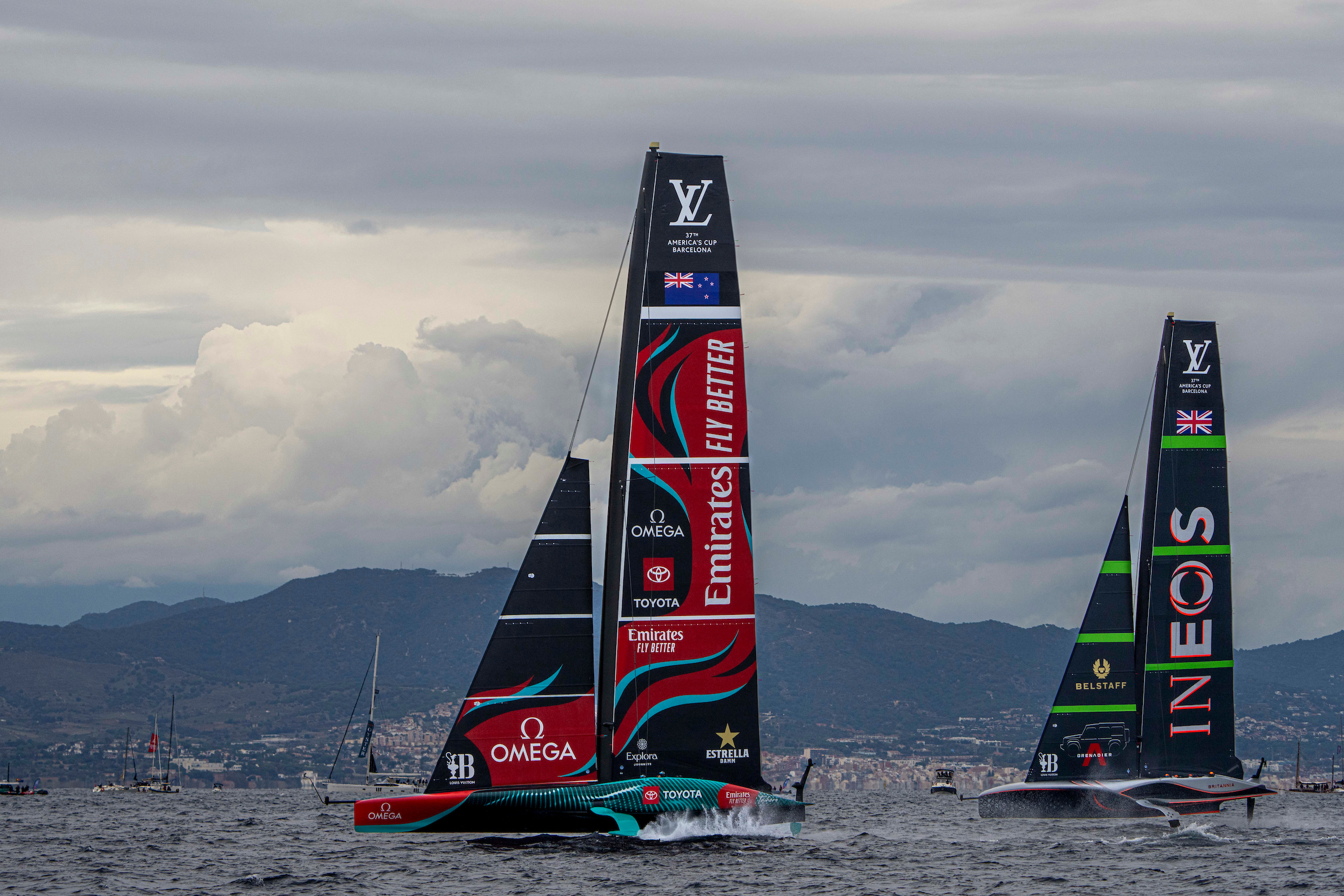 America's Cup sailing competition between Emirates Team New Zealand and Ineos Britannia on October 19, 2024