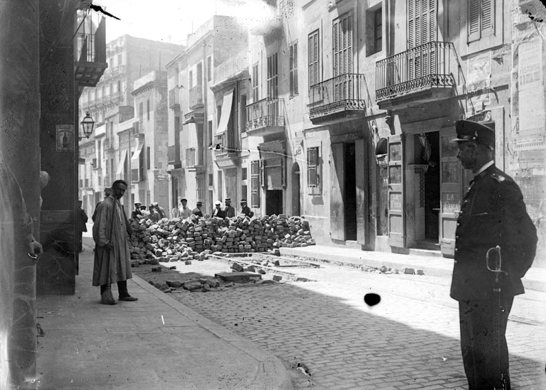 Barricade in Barcelona during the Tragic Week of 1909