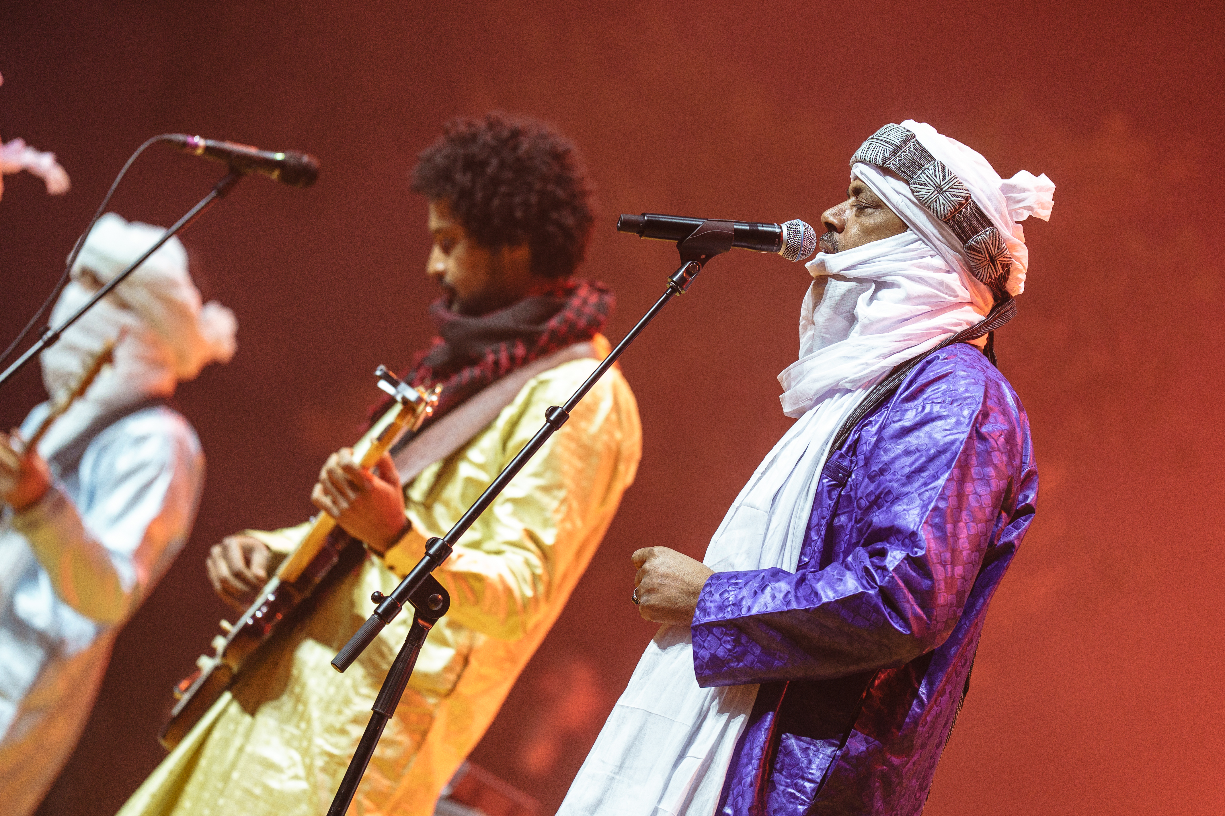 Tinariwen perform during the 'Concert-manifest for Palestine' at Barcelona's Palau Sant Jordi