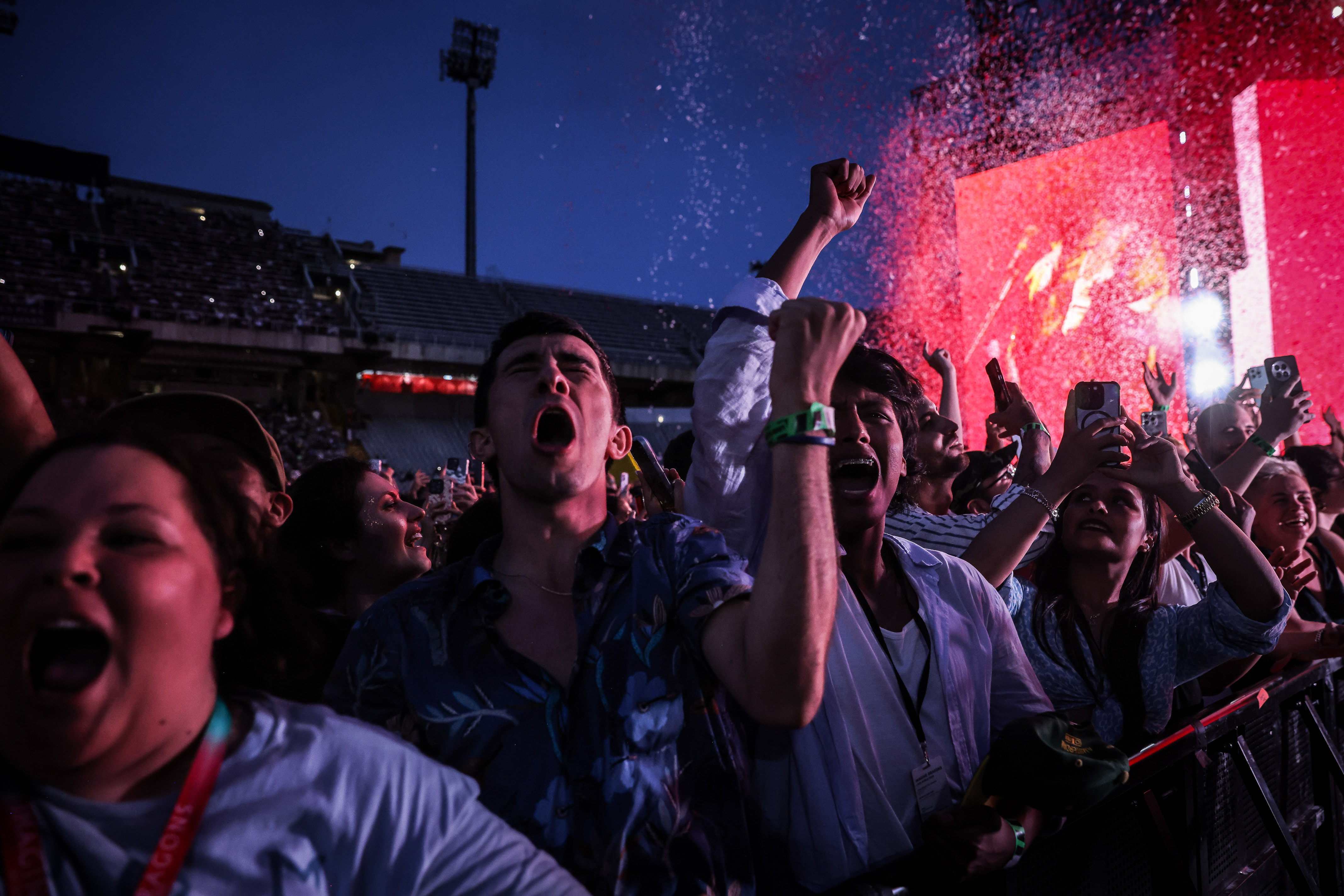 Thousands attended the Imagine Dragons concert at Barcelona's Olympic Stadium