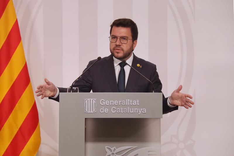 President Pere Aragonès during a press conference