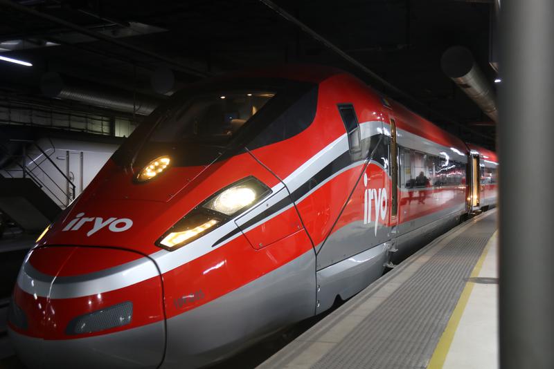 The first Iryo train making the high-speed train journey between Barcelona and Madrid, November 25, 2022