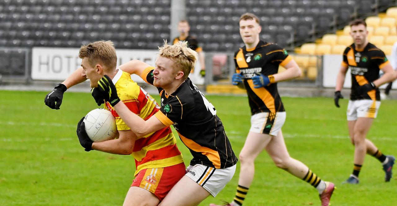 A moment during the Barcelona Gaels' victory over Conahy Shamrocks in the 2024 Leinster Junior Football Championship