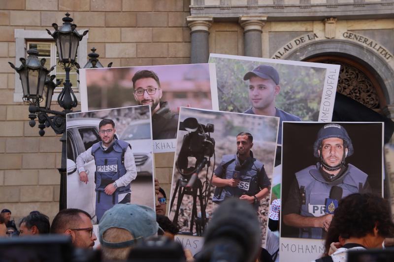 Images of journalists killed in Gaza last Sunday