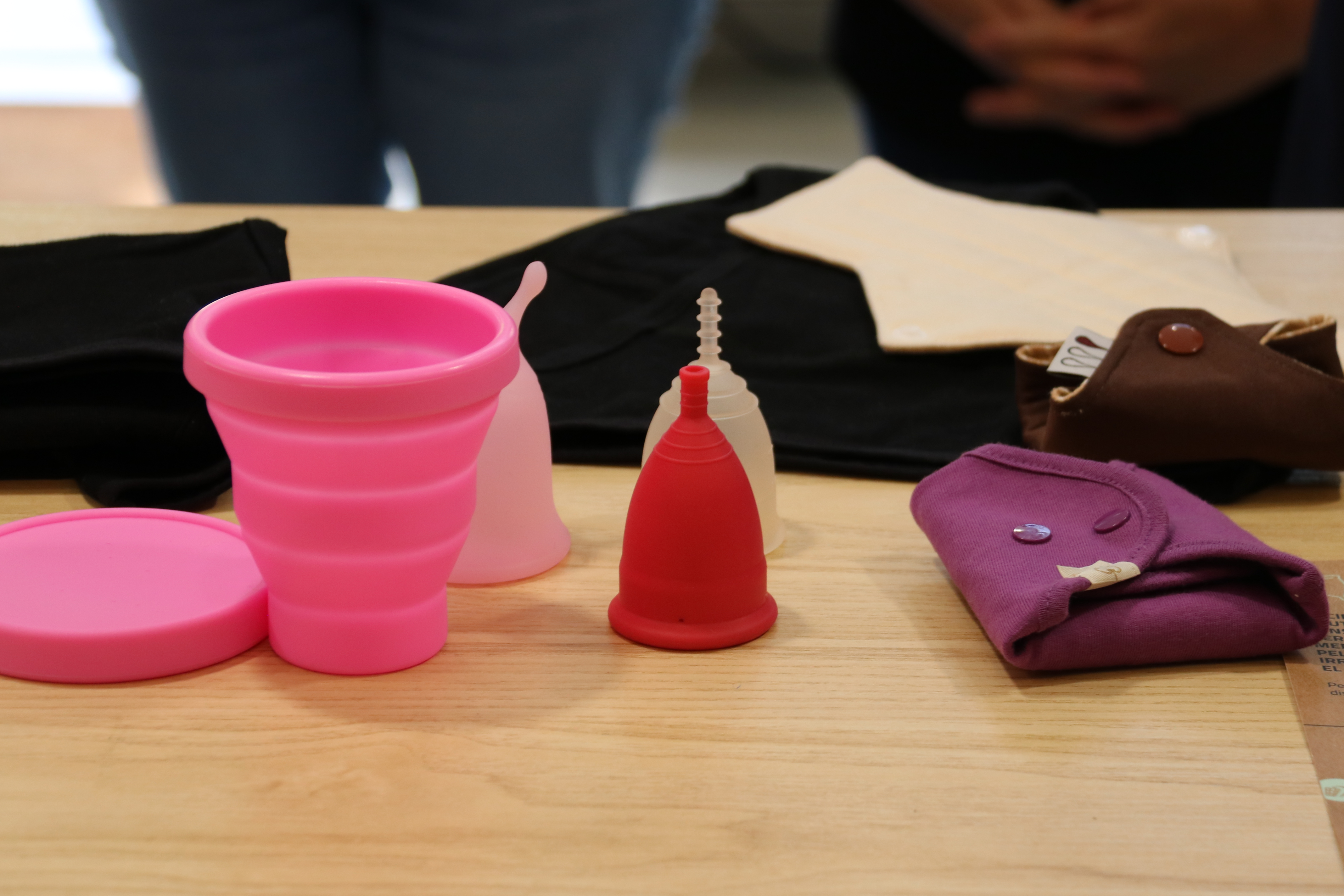 The menstrual cups, cloth pads and absorbent underwear provided