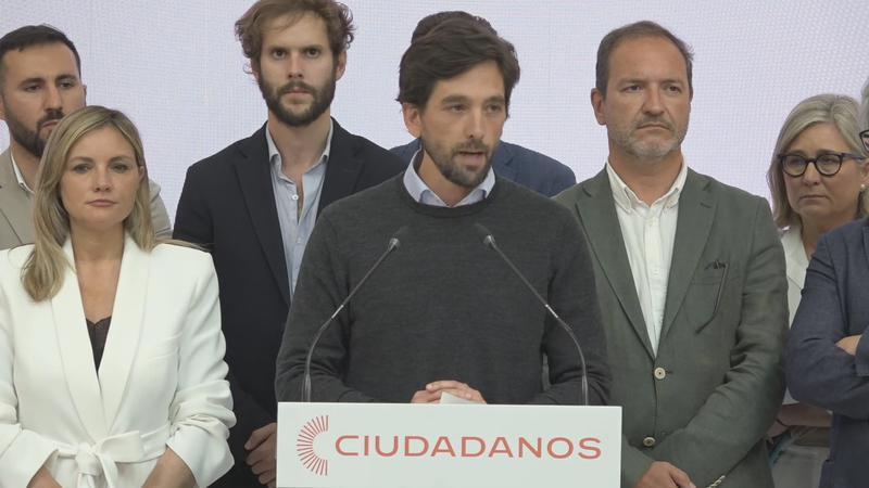 Ciudadanos MEP Adrián Vázquez during a press conference