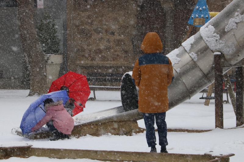 Children playing in the snow