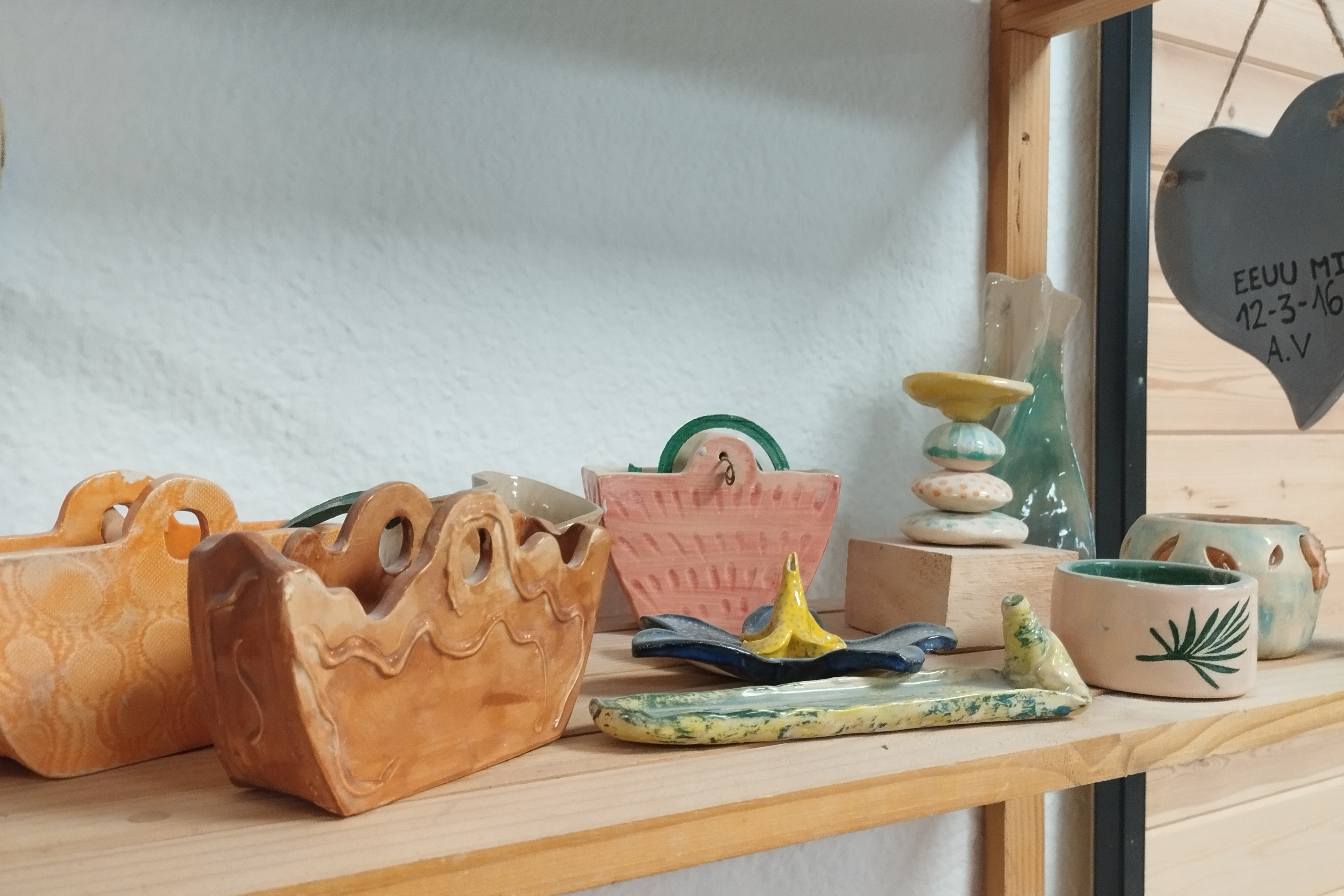 Hand-made ceramic pieces at Cova de Fang workshop in Molins de Rei
