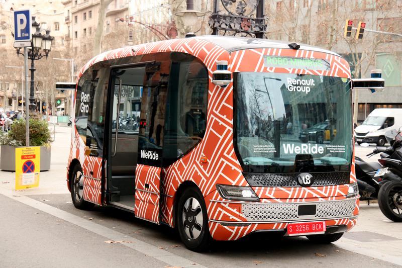 Prototype of self-driving minibus by Renault Group and WeRide being tested in Barcelona