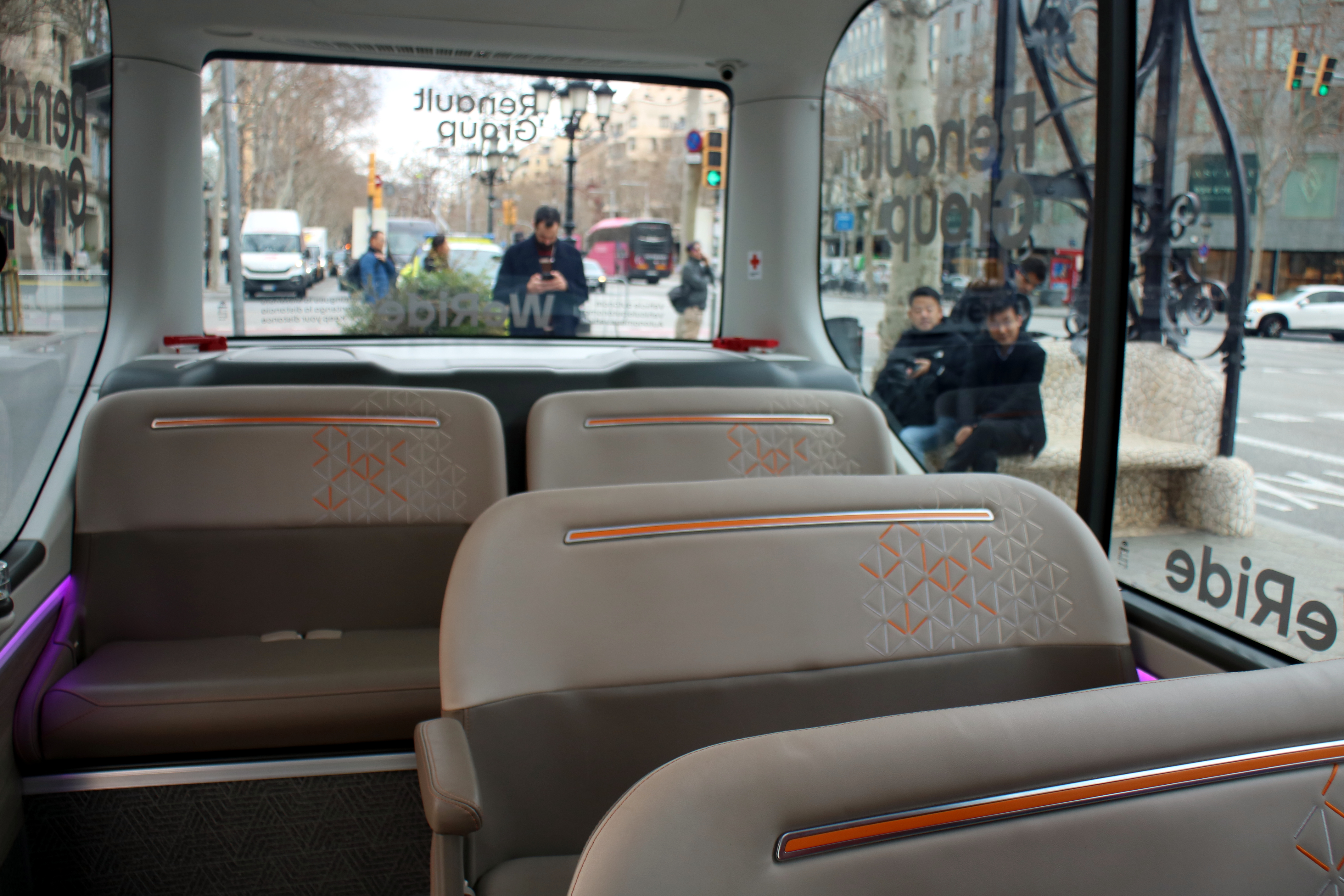 The inside of the prototype of the autonomous minibus