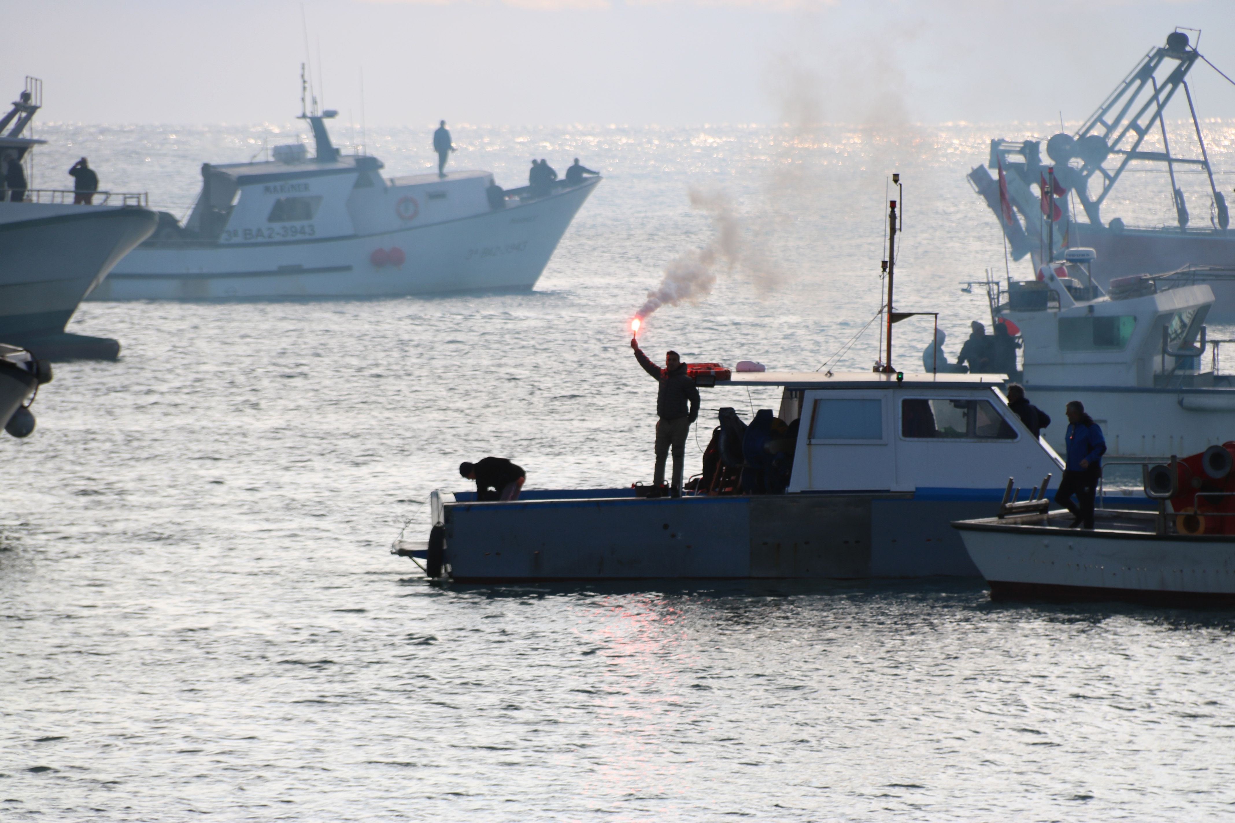 Fishers protesting in Blanes, Girona