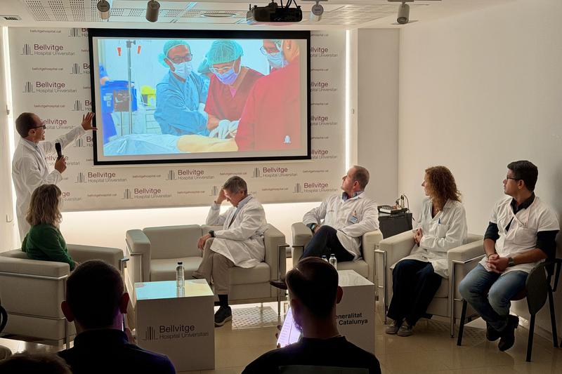 The medical team explaining how the operation went via a video