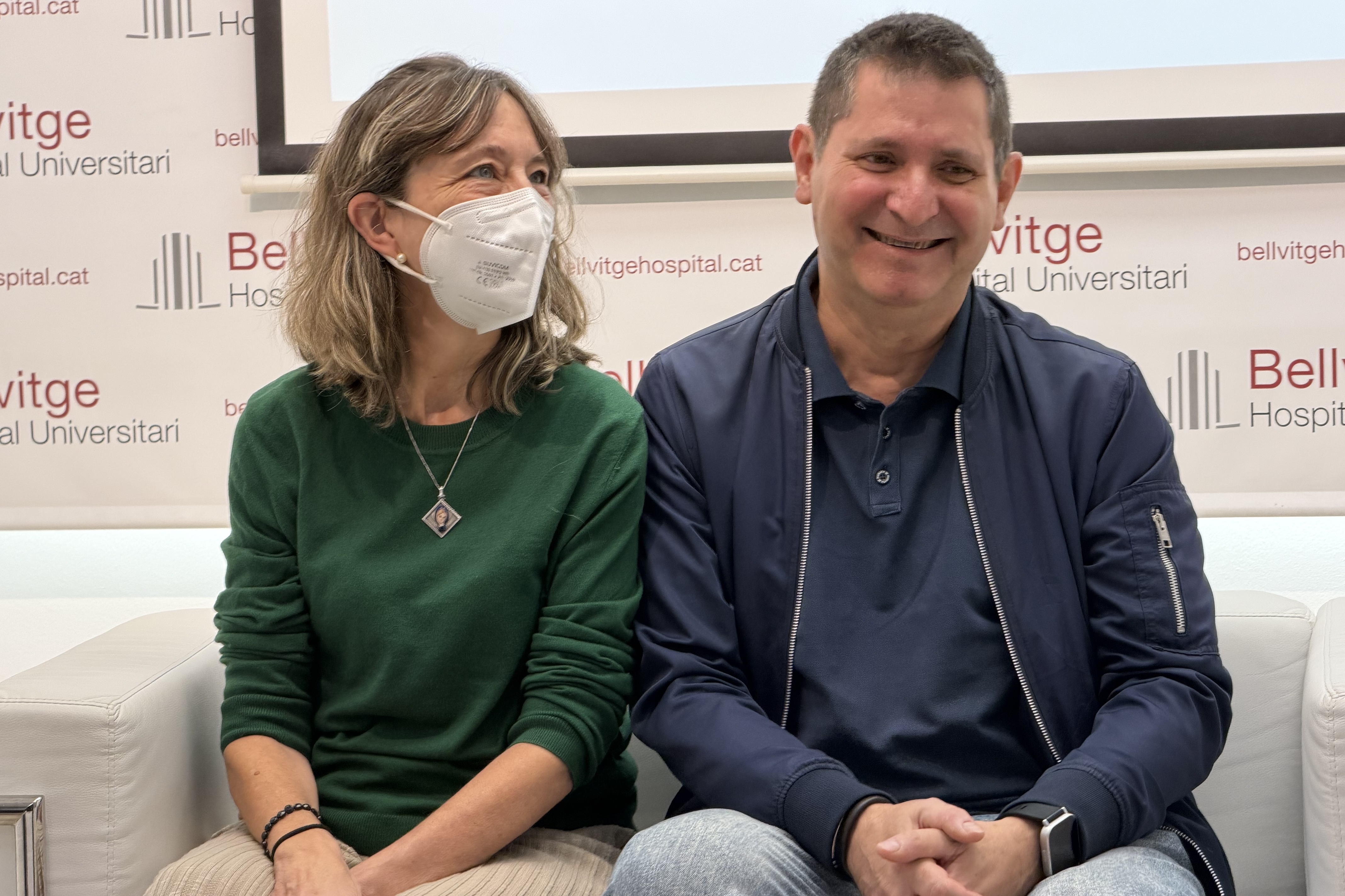 The patient with her husband and donor
